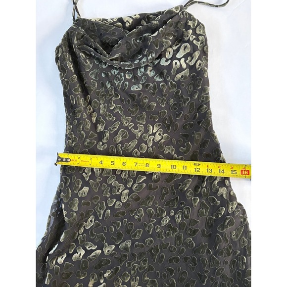 ASTR The Label Olive Green Leopard Burnout Velvet Cowl Neck Mini Dress Small - Picture 9 of 9